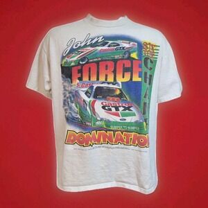 Vintage Double Sided John Force Single Stitch Tshirt XL Retro Six Time Champ